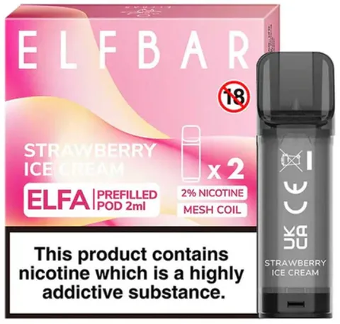 Elf Bar Elfa Pod Prefilled Starter Kit 850mAh Strawberry Ice Cream Black - Фото 3